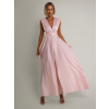 Svetloružové lesklé šaty VALERDI s variabilným viazaním a rázporkom