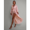 Svetloružové saténové šaty WOMAN s dlhým rukávom