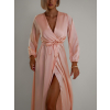 Svetloružové saténové šaty WOMAN s dlhým rukávom