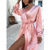 Svetloružové saténové šaty WOMAN s dlhým rukávom