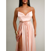 Svetloružové saténové šaty YASMINE s rázporkom
