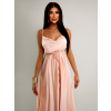 Svetloružové saténové šaty YASMINE s rázporkom