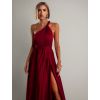 Bordó saténové šaty VALERDI s variabilním vázáním a rozparkem (Veľkosť ONESIZE)