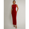Červené riasené dlhé šaty ARNIA