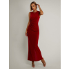 Červené riasené dlhé šaty ARNIA