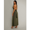 Khaki dlhé variabilné šaty KATIE s viazaním