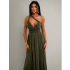 Khaki dlhé variabilné šaty KATIE s viazaním