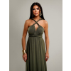 Khaki dlhé variabilné šaty KATIE s viazaním