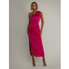 Tmavo ružové asymetrické saténové šaty ROULES