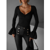 Černé elegantní body ESETA s výstřihem (Veľkosť M/L)