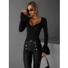 Černé elegantní body ESETA s výstřihem (Veľkosť M/L)
