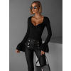 Černé elegantní body ESETA s výstřihem (Veľkosť M/L)