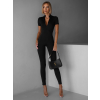 Čierny sťahujúci elastický overal IMOTAN so zipsom