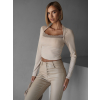 Béžový rebrovaný top VEĽIBOR