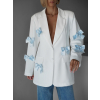Bílé elegantní oversize sako QWENTIN (Veľkosť ONESIZE)