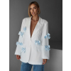Bílé elegantní oversize sako QWENTIN (Veľkosť ONESIZE)