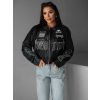Černá koženková biker bunda BRONWEN (Veľkosť ONESIZE)