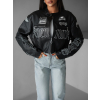 Černá koženková biker bunda BRONWEN (Veľkosť ONESIZE)