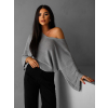Šedý elegantný voľný svetrík AIRINI