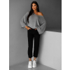Šedý elegantní volný svetřík AIRINI (Veľkosť ONESIZE)
