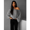 Šedý elegantný voľný svetrík AIRINI