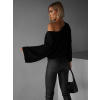 Čierny elegantný voľný svetrík AIRINI