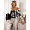 Čierny pruhovaný sveter LAIMA s mašľou
