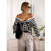 Čierny pruhovaný sveter LAIMA s mašľou