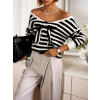 Čierny pruhovaný sveter LAIMA s mašľou