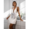 Bílé elegantní koktejlové šaty LUITAL s mašlí (Veľkosť M/L)