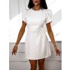 Bílé koktejlové šaty ANTIGONA s mašlí (Veľkosť ONESIZE)