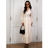 Krémové dlhé šifónové šaty KEITHE s výstrihom