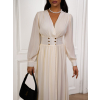 Krémové dlhé šifónové šaty KEITHE s výstrihom
