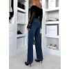 Tmavě modré wide leg džíny LIMER (Veľkosť L)
