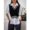 Černobílá oversized tunika DAYANA s vestičkou (Veľkosť ONESIZE)