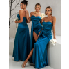 Petrolejové dlhé spoločenské šaty ALITAN s korzetom pre družičky