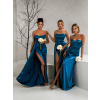 Petrolejové dlhé spoločenské šaty ALITAN s korzetom pre družičky
