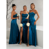Petrolejové dlhé spoločenské šaty ALITAN s korzetom pre družičky