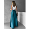 Svetlo petrolejová dlhá zavinovacia saténová sukňa DENISSE