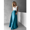 Svetlo petrolejová dlhá zavinovacia saténová sukňa DENISSE