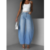 Modré štýlové široké baggy džínsy ALMINA