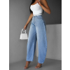 Modré štýlové široké baggy džínsy ALMINA
