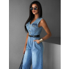 Modrý džínsový dlhý overal RIVOL s výstrihom