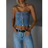 Modrý džínsový korzetový top CONTANZE