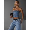 Modrý džínsový korzetový top CONTANZE