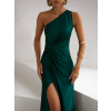 Smaragdové elegantné šaty FIAMMAR na jedno rameno