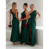 Smaragdové elegantné šaty FIAMMAR pre družičky na jedno rameno