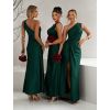 Smaragdové elegantní šaty FIAMMAR pro družičky na jedno rameno (Veľkosť ONESIZE)