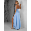 Svetlomodré dlhé splývavé spoločenské šaty LERDISEL