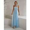 Svetlomodré tylové dlhé šaty BOLEMIR s vlečkou